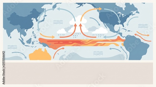 El Nino Southern Oscillation ENSO Climate Pattern Explained with Arrows and World Map