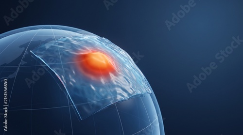 Abstract representation of a heat anomaly on a digital globe