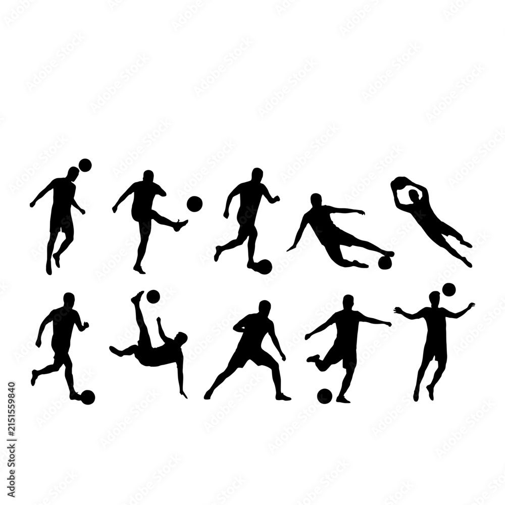 Obraz premium Black and white soccer players action illustration with ball