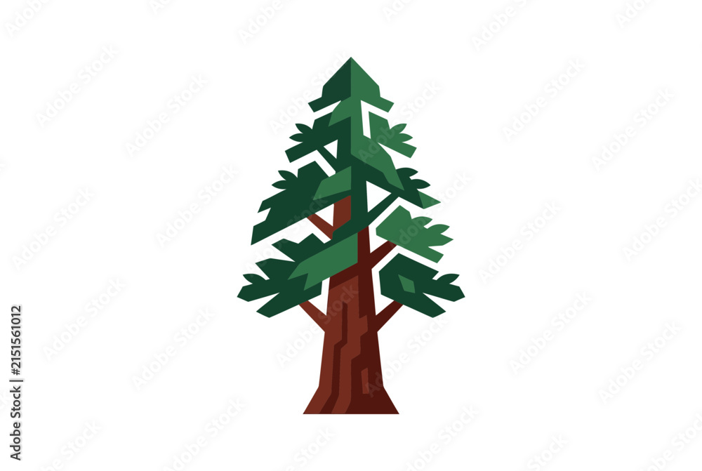 Fototapeta premium Geometric green conifer tree icon.