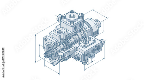 Hydraulic pump unit shows the structural design of a high pressure fluid power component.