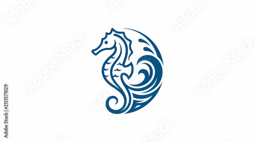 Seahorse and Ocean Waves Logo Design