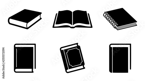 Cuadro en lienzo 100 Vector Book Icons Set: Open, Closed, Hardcover, and Spiral Bound Editions fo