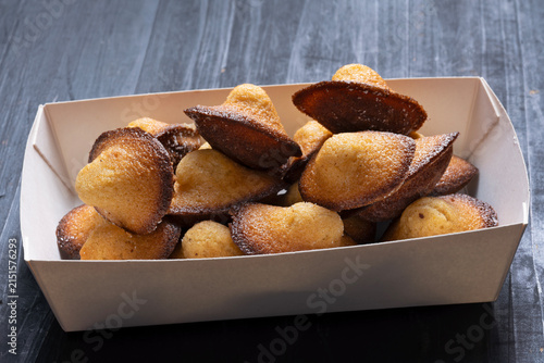 Bild auf Leinwand food truck tray of mini madeleines