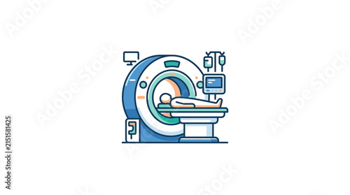 MRI scanner performs diagnostic imaging on a patient lying on the examination table.