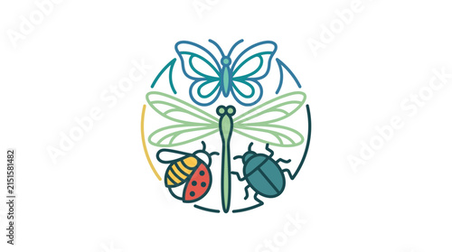 Butterfly and dragonfly are featured in a circular icon representing insect biodiversity.
