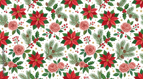Christmas floral pattern isolated cut out