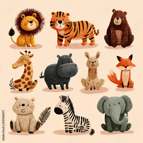 A collection of cute wild animal images.