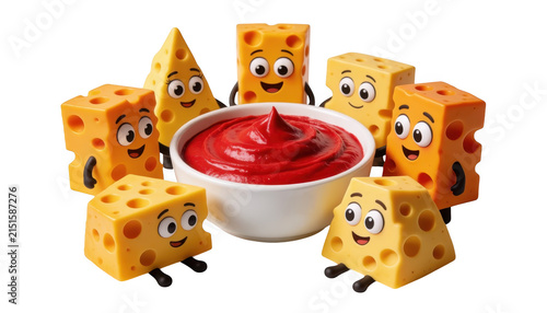 Cartoon Cheese Characters Surrounding Dip