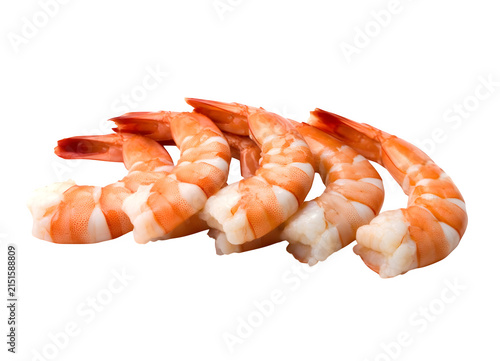 Fresh cooked shrimp isolated on transparent background