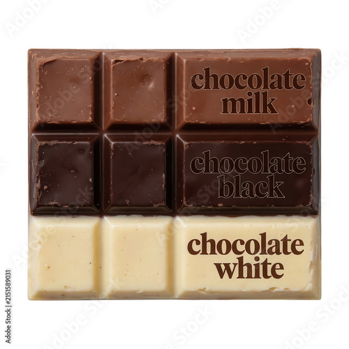 Chocolate Bar with Milk Black White Text Transparent Background