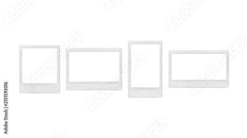 Vintage instant photo frames, set of four blank polaroid style film borders, retro white paper picture templates for scrapbooking isolated on Transparent Background