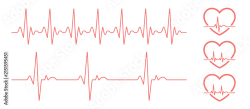 Heartbeat waveforms and heart icons illustrate the concept of cardiac monitoring and physiological data tracking for medical diagnostic reports and health awareness campaigns in professional settings.