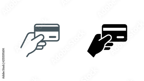 Credit card held in a hand illustrates financial transactions and secure payment processing methods for modern e-commerce and banking applications requiring clear visual communication of money.