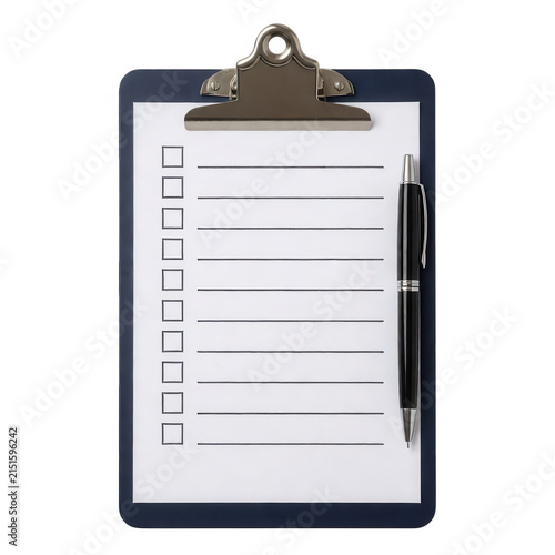Clipboard Checklist with Pen Transparent Background