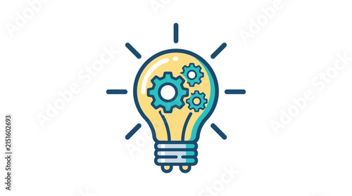 Bright light bulb with gears inside illustration 1.