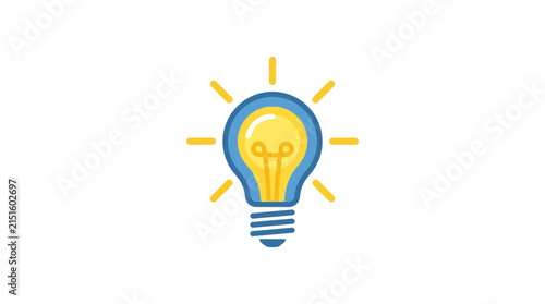 Bright light bulb with glowing brain inside illustration.