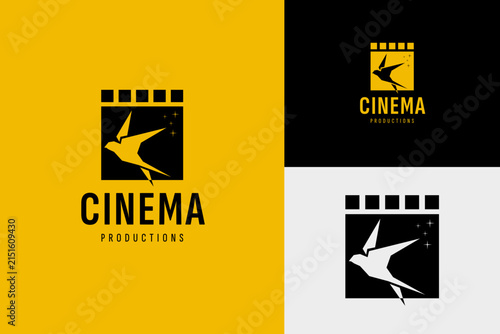 Flying Swallow Bird Film Production House Movie Studio Logo