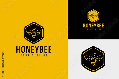 Honeybee Hexagon Honeycomb Organic Farm and Sweet Store Logo