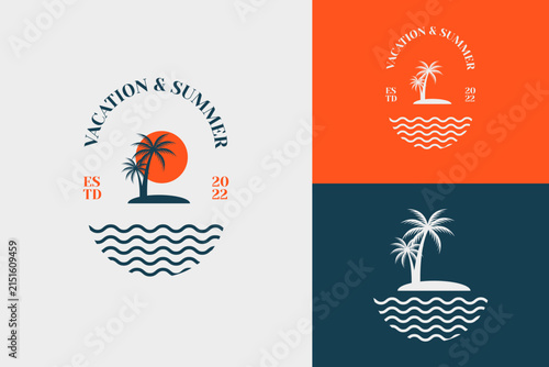 Tropical Island Sunset Beach Resort and Summer Travel Agency Logo