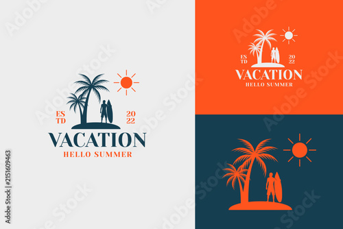 Tropical Surfing Club Beach Resort and Summer Vacation Travel Logo