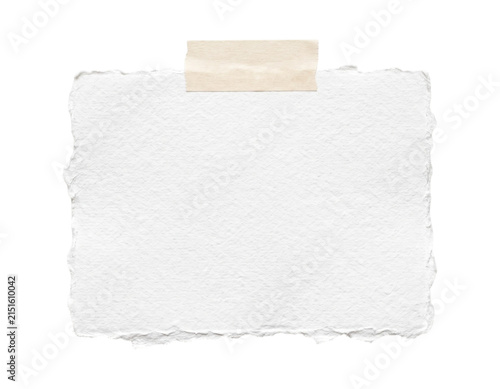 Canvastavla Blank white textured paper with torn edges and adhesive tape for message display