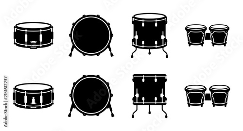 Drum Set Icons, Percussion Instruments Collection, Musical Equipment Graphics, Rock Band Elements, Vector Art