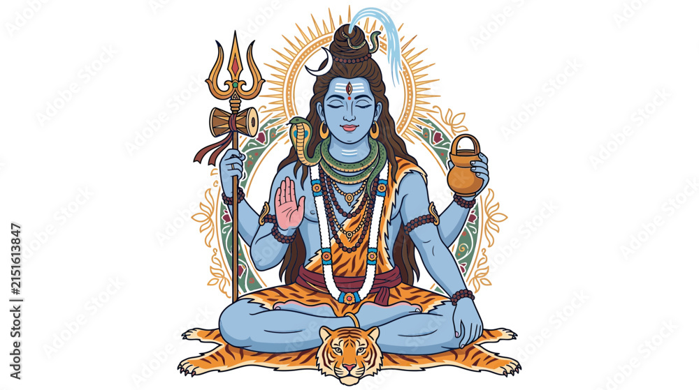 Obraz premium Lord Shiva meditating hindu god isolated