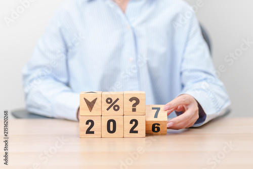 Obraz na płótnie 2026 to 2027 New year with questions mark and percentage icon