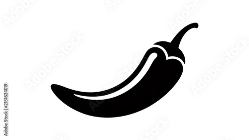 Minimalist black chili pepper vector icon isolated on white background for spicy food logo concept