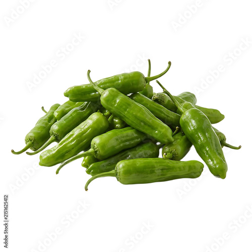 Fresh Green Shishito Peppers Isolated On Transparent Background