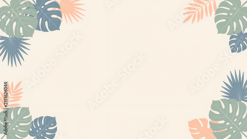 Pastel Tropical Leaves Frame Background