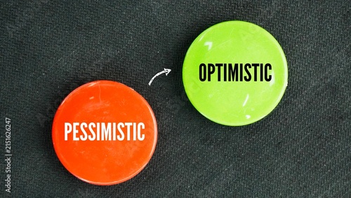 Canvas Print Words from Pessimistic → to Optimistic