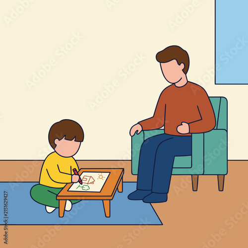 Child Art Therapy and Mental Health Development Concept