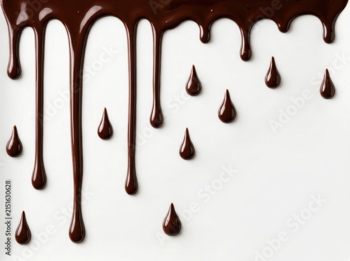 Rich Dark Chocolate Sauce Dripping Down A Perfectly Clean Smooth White Background