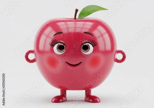 Gleaming Crimson Charm: A Whimsical 3D Character's Playful Pose