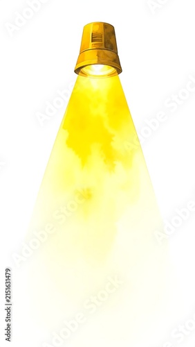 Bright yellow lemon wedge with green stem isolated on white background.