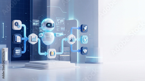 AI Automation Workflow and Intelligent Business Process Management Concept