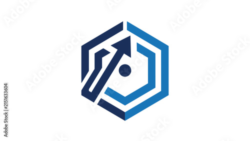 Abstract Hexagon Business Logo With Upward Arrow