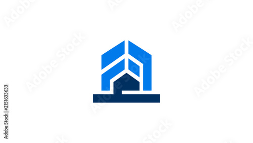 Minimalist Real Estate Logo Design With Blue Building Icon