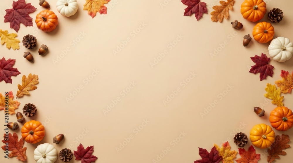 Fototapeta premium Falling autumn leaves with soft pastel background