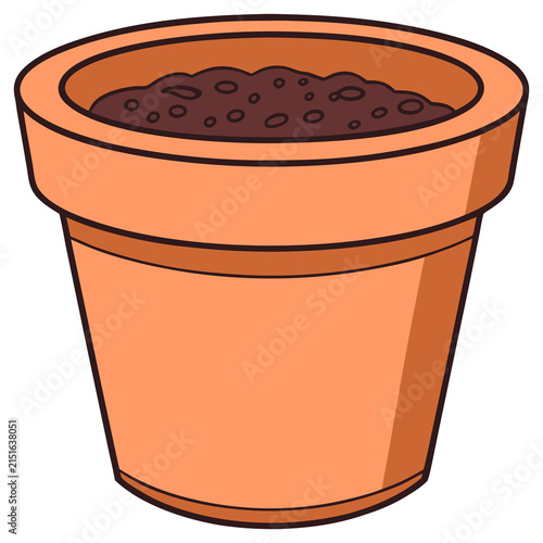 Empty Clay Flowerpot with Dark Soil Cartoon Vector