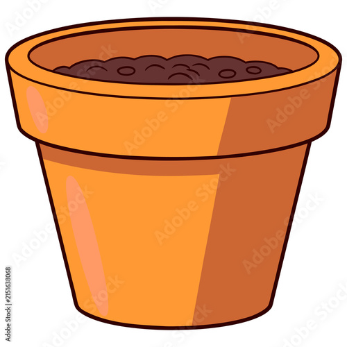 Brown Clay Flowerpot Icon Isolated Vector Illustration