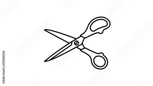 Simple Line Art Icon Of Open Scissors