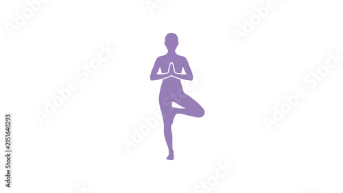 Purple Yoga Tree Pose Silhouette Icon