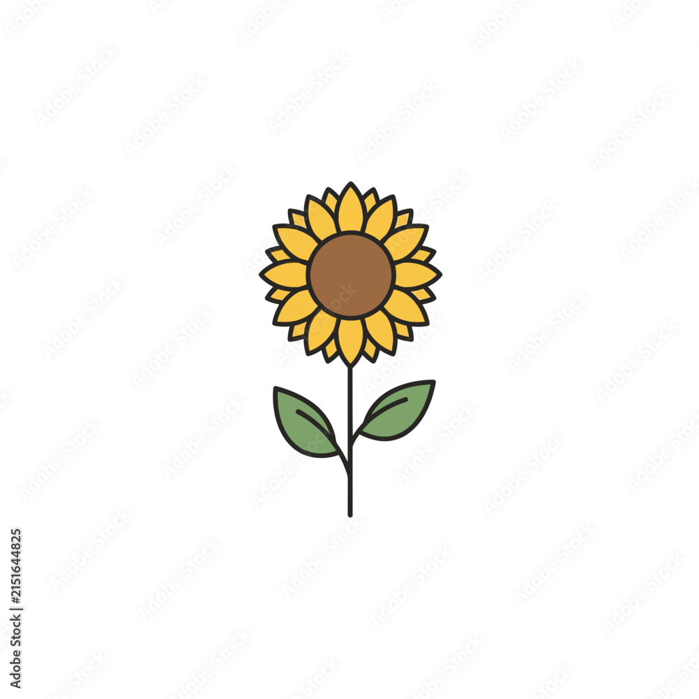 Fototapeta premium Minimalist hand drawn sunflower illustration vector graphic
