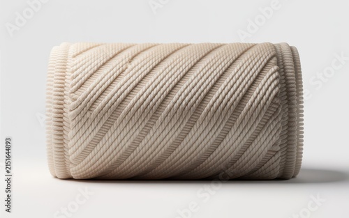 Large spool of beige braided rope vector