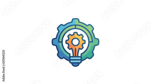 Colorful light bulb and gear icon design.