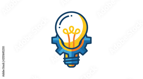Colorful light bulb with gear icon design.