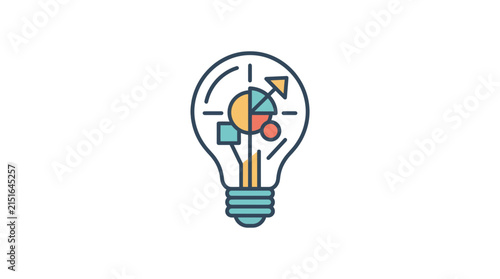 Colorful light bulb with charts and graphs inside.